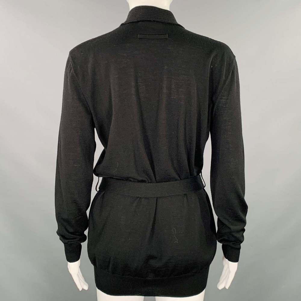 JEAN PAUL GAULTIER Black Knit V-Neck Belted Pullover - Picture 4 of 5